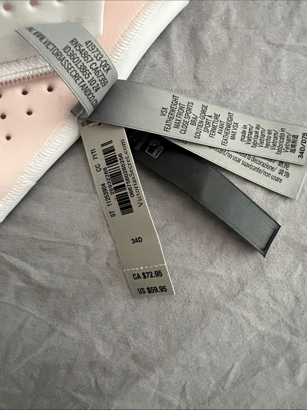 Victoria's Secret Featherweight Front-Zip Sports Bra - White - Picture 8 of 9